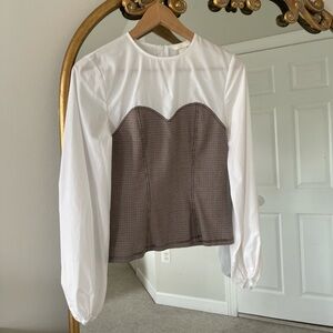 Balloon poplin sleeved corset blouse